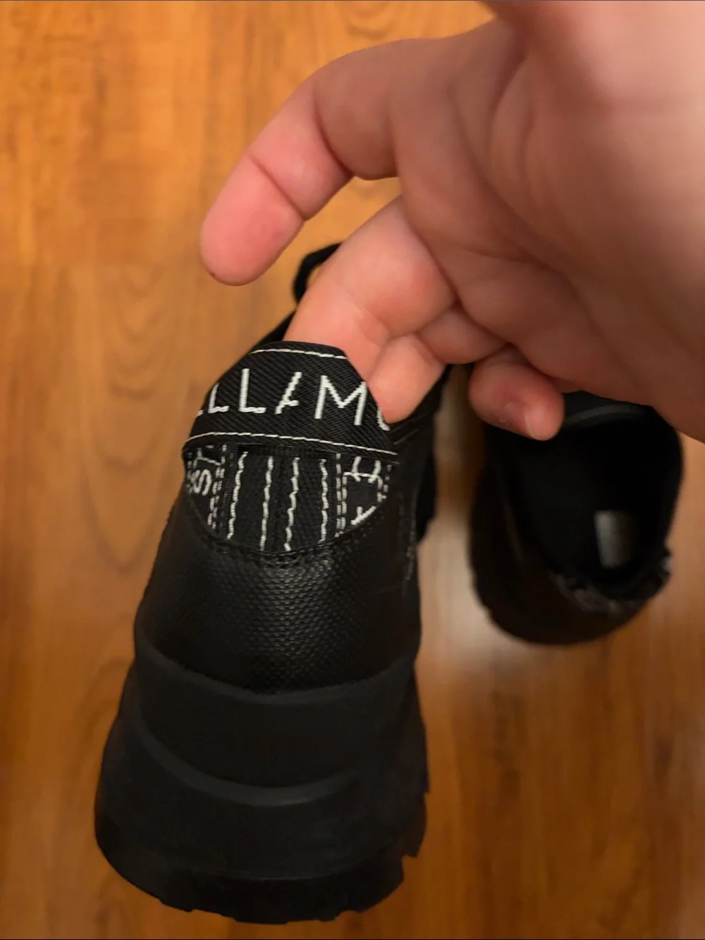 Stella McCarney + vibram Men's Black Canvas Lace-Up Platform Sneakers,39/ US 8.5